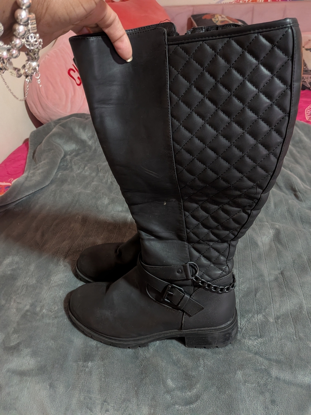 Torrid Black Quilted Knee-High Women's Boots